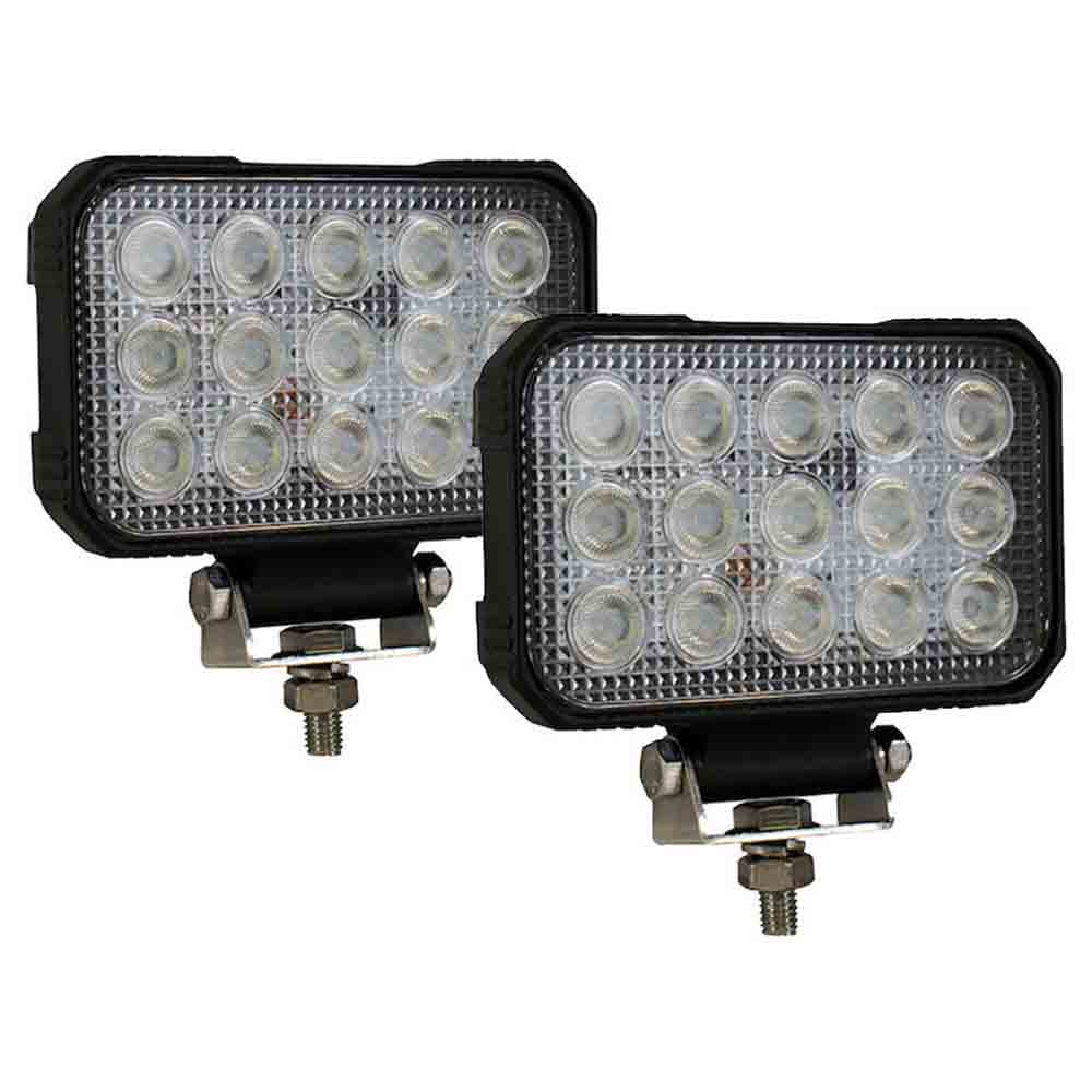 5.9 Inch x 4.8 Inch Rectangular LED Clear Flood Lights - Pair