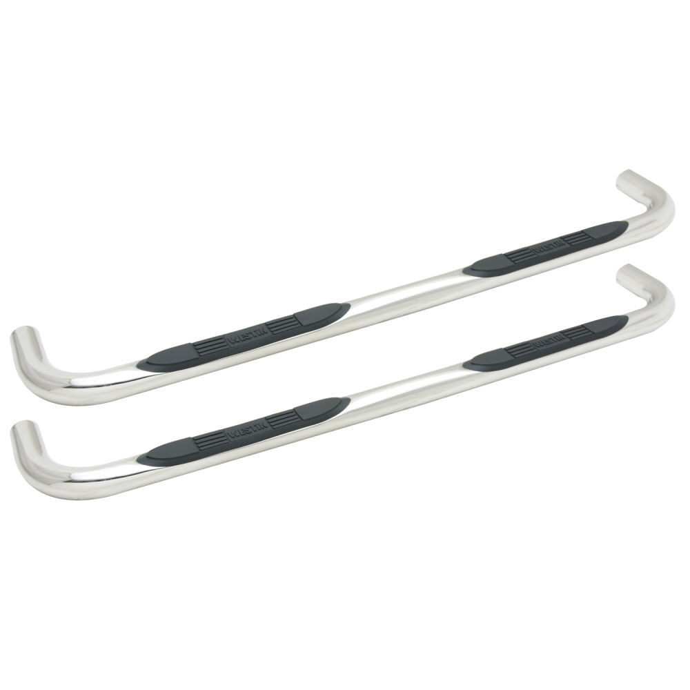 Westin E-Series 3 Inch Round Nerf Bars with Dual Step Pad, Polished Stainless Steel fits 1999-03 Ford F-250 LD SuperCab, 1999-03 F-150 SuperCab