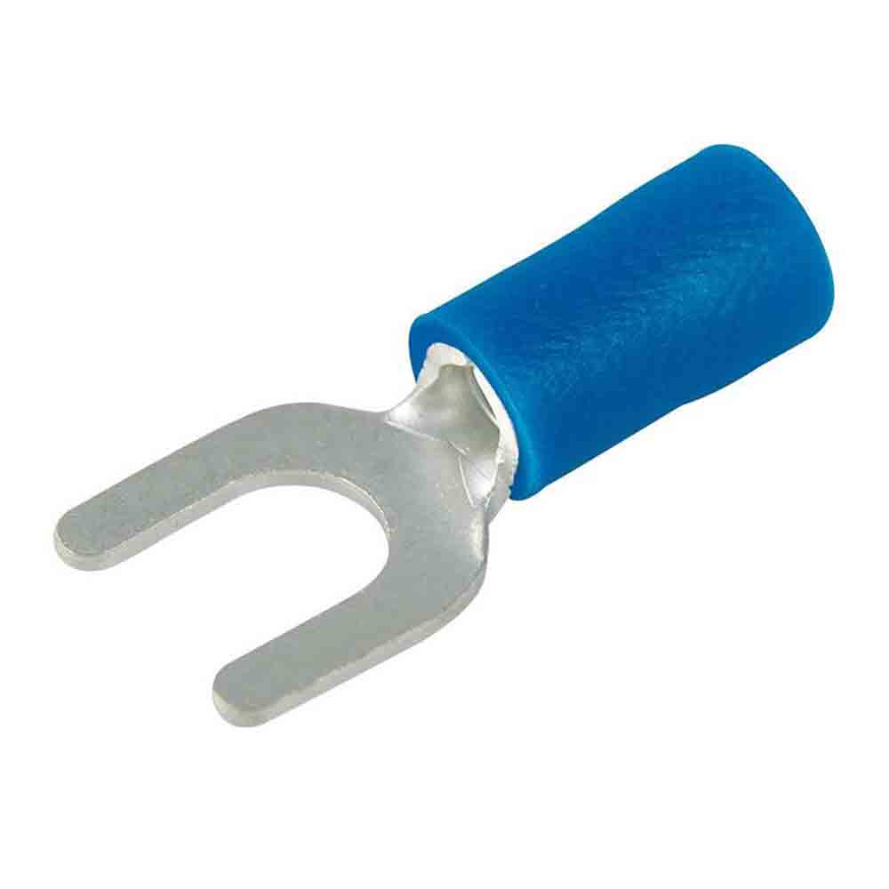 #8 Spade Terminal Connector - Blue - 100 Pack