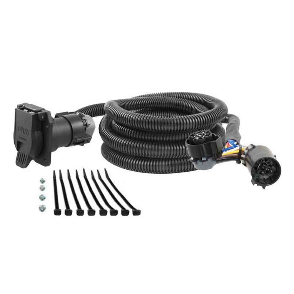 Curt 10' Custom Wiring Extension Harness (Adds 7-Way RV Blade style plug to Pickup Bed), fits Select Ford, Ram, Nissan, Toyota