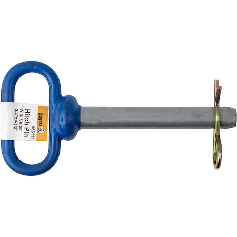 3/4 inch Diameter Steel Clevis Hitch Pin w/Blue Poly-Coated Handle - 4-1/2 Inch Usable Length