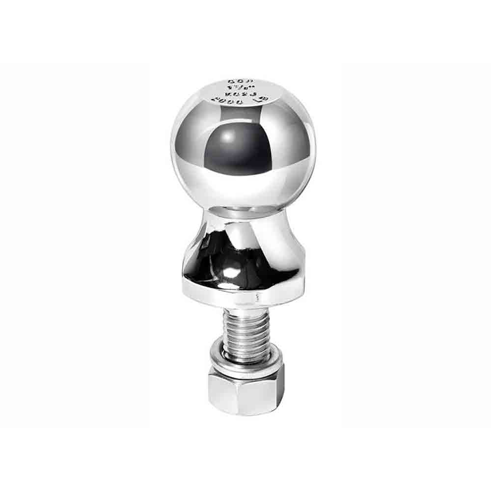 Garden Tractor 1-7/8 Inch Hitch Ball, 2,000 lbs. Capacity, 5/8 in. Shank Dia, 1-3/4 in. Shank Length, Chrome