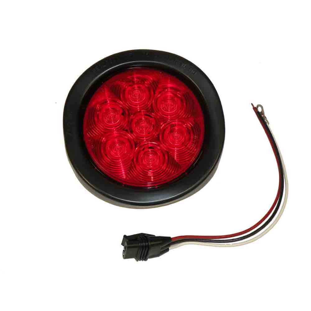 LumenX 4 Inch Round LED Trailer Tail Light Kit - Red