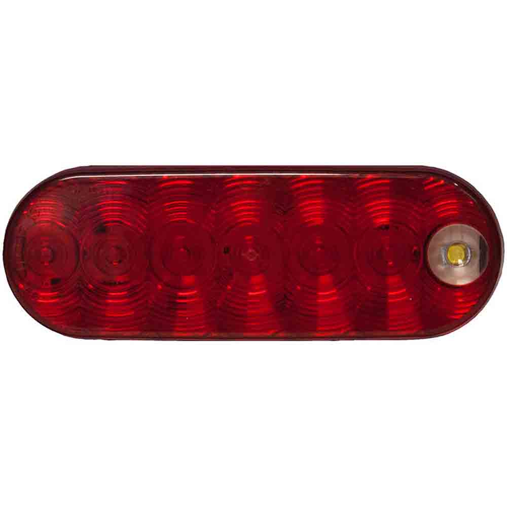 LED Tail Light with Cyclops Back-Up Eye - Grommet Mount - 6.50 X 2.25 Inch Oval, Red + White