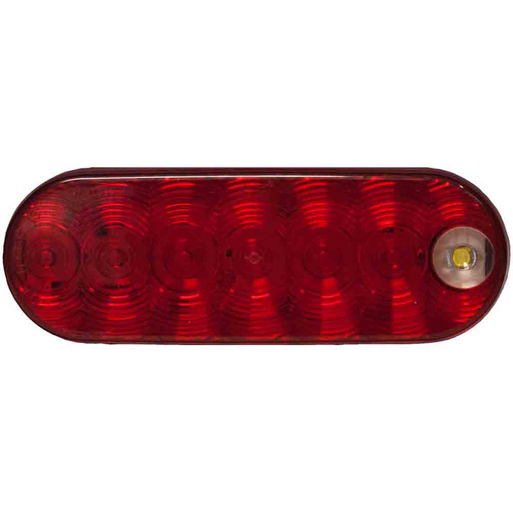 LED Tail Light with Cyclops Back-Up Eye - Grommet Mount - 6.50 X 2.25 Inch Oval, Red + White