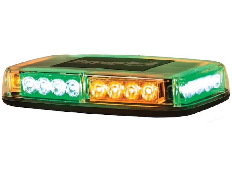 11 Inch Rectangular Multi-Mount Amber/Green LED Mini Light Bar