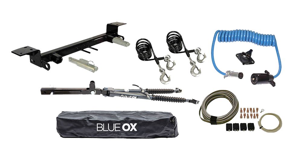 Blue Ox Alpha Tow Bar (8,500 lbs. cap.) & Baseplate Combo fits Select Jeep Gladiator (Includes Mojave) (Includes ACC) With Towed Vehicle Light Wiring Kit