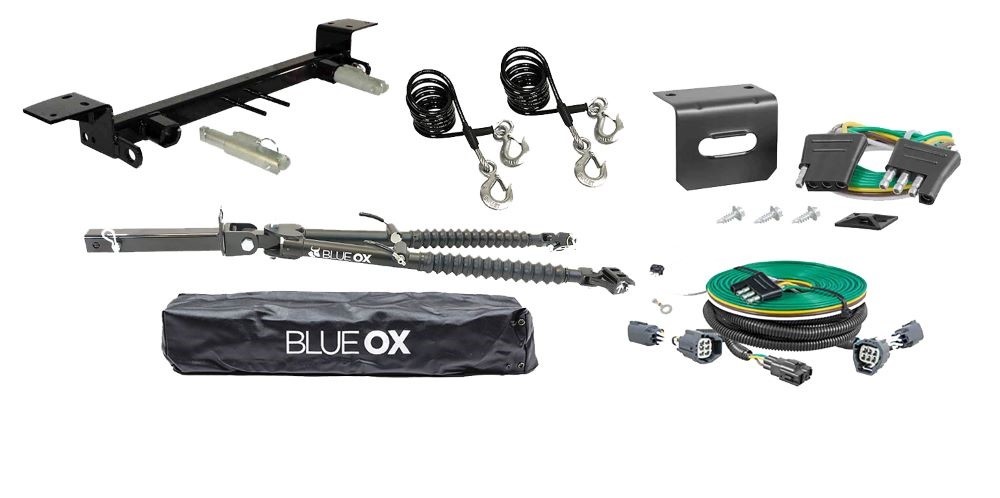 Blue Ox Alpha Tow Bar (8,500 lbs. cap.) & Baseplate Combo (With Light Harness) fits 2007-2018 Jeep Wrangler/Wrangler Unlimited (JK) (All Models W/ Standard Bumper) (No JL)