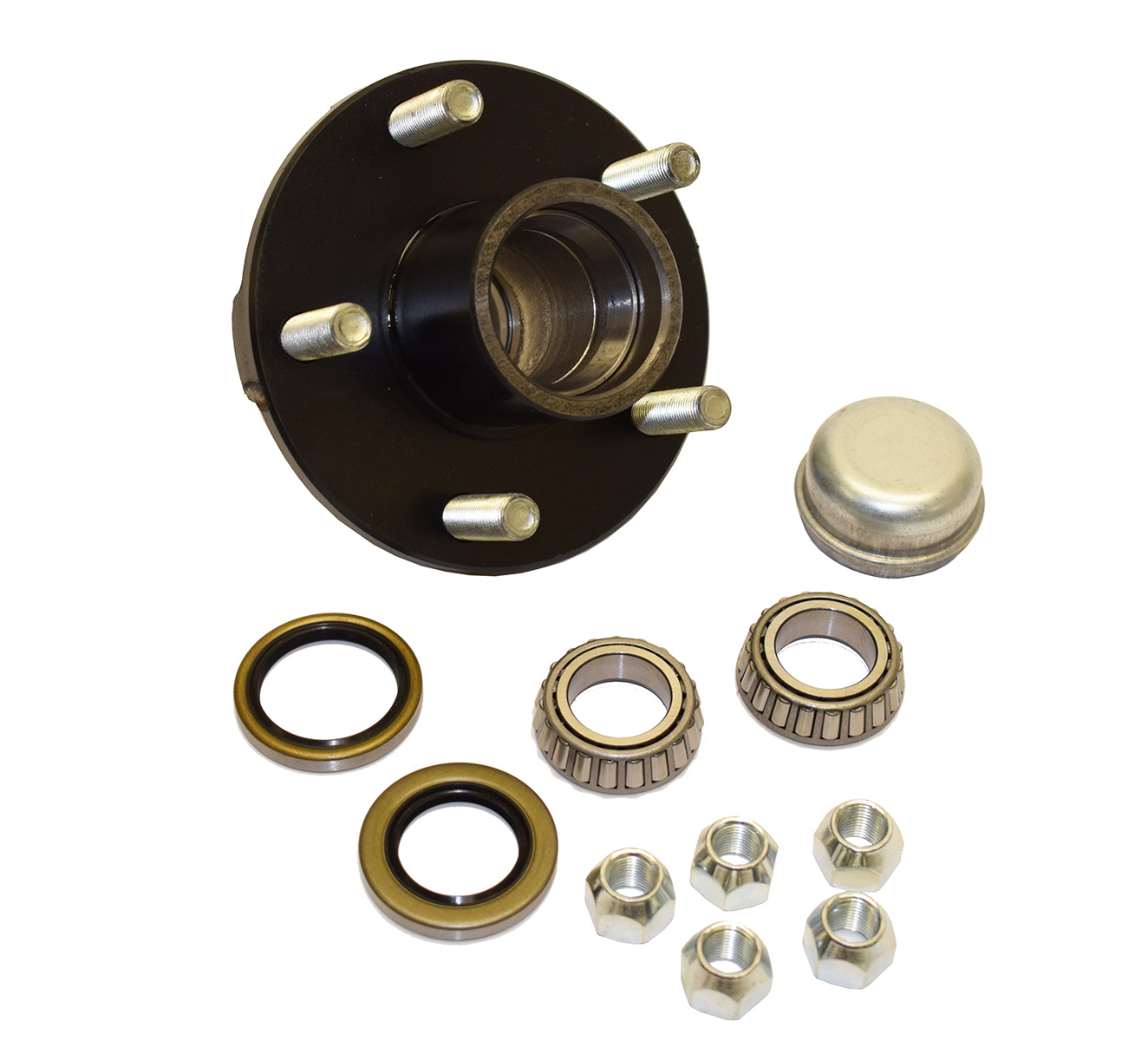 Trailer Hub Assembly - 5 on 4-1/2" Bolt Circle, 1,250lb Capacity for 1-1/16" (1.06) Straight Axle Spindle