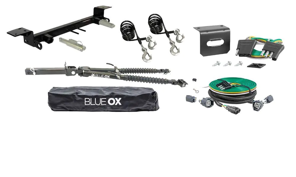 Blue Ox Alpha Tow Bar (8,500 lbs. tow capacity), Light Harness for LED Tail Lights & Baseplate Combo fits Select Ford Bronco (Modular Bumper) (Includes ACC, Shutters, & Turbo) & Ford Bronco (Standard Bumper With D-Rings) (Includes ACC, Shutters, & Turbo)