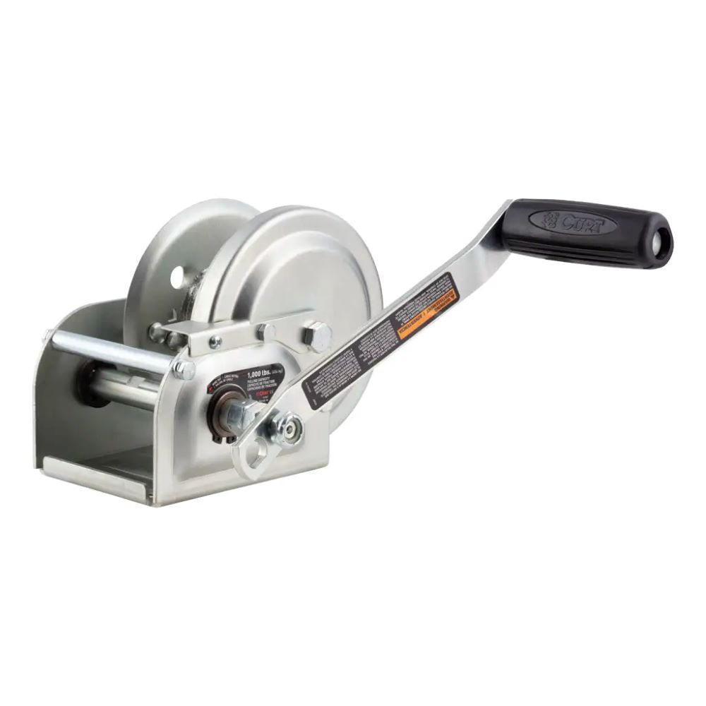 Hand-Crank Brake Winch, 1,000 lbs, 4.2:1 Gear Ratio, 7" Handle