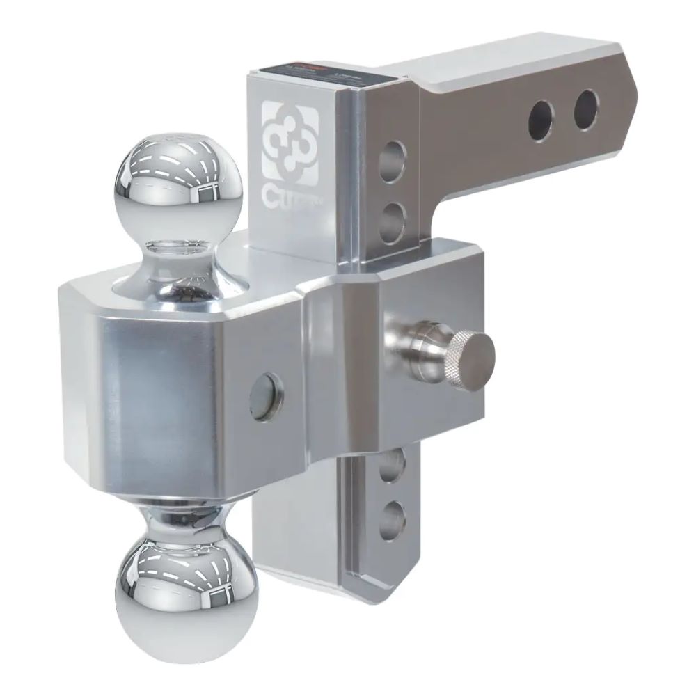AlumaLite Adjustable Aluminum Ball Mount with Dual Ball, 5-1/2" Drop fits 2" Receiver Hitch