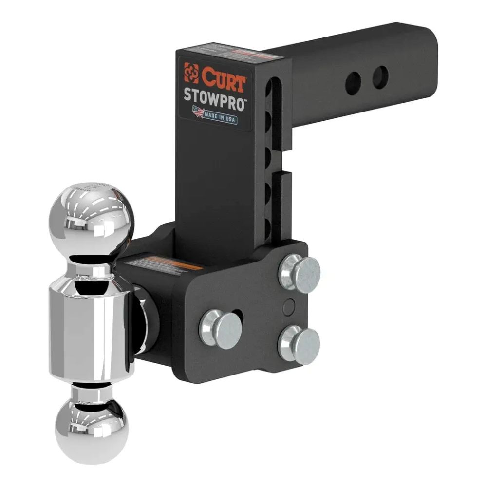StowPro Adjustable USA-Made Ball Mount, 5" Drop, 2" Shank, Dual Ball