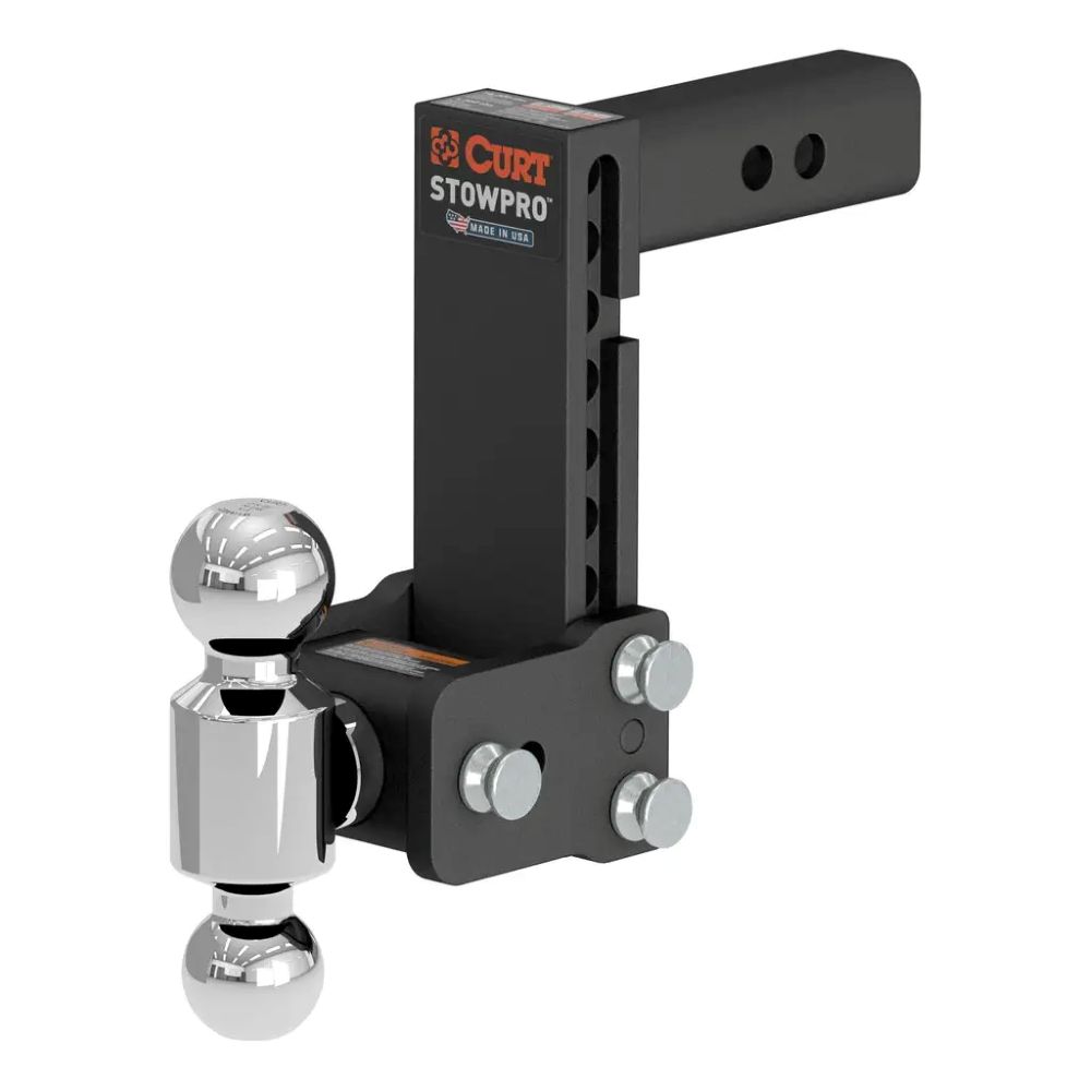 StowPro Adjustable USA-Made Ball Mount, 7" Drop, 2" Shank, Dual Ball