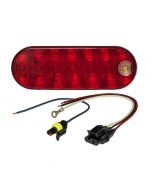 LED Tail Light With Cyclops Back-Up Eye - Grommet Mount - 6.50 X 2.25 Inch Oval, Red + White, Includes Wiring Pigtails