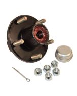 Pre-Grease-Packed Trailer Hub Assembly - 5 On 4-1/2" Bolt Circle, 1,250lb Capacity For 1" Straight Spindle - Includes Bearings, Seal, Nuts, Cap & Cotter Pin