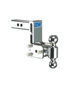 Tow & Stow Double Ball Mount, Chrome, 5" Drop, 2" and 2-5/16" Hitch Balls, Fits 2" Reveiver Hitch