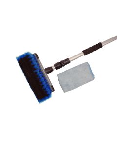 Camco Car Wash Brush Set with Telescoping Handle, Blue and Black, Includes Microfiber Towel, for Vehicle Cleaning
