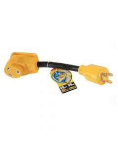 Heavy-Duty Generator Adapter with PowerGrip Handle, 12 Inch, 30A, 3-Prong-M/90F 125V/3750W