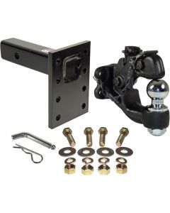 Combination Pintle Hook with 2-5/16 Inch Ball, Mounting Plate and Hardware, fits 2" Receiver Hitch