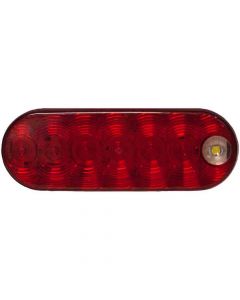 LED Tail Light with Cyclops Back-Up Eye - Grommet Mount - 6.50 X 2.25 Inch Oval, Red + White