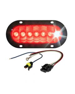 LED Tail Light with Cyclops Back-Up Eye - Flange Mount Assembly - 6 Inch Oval