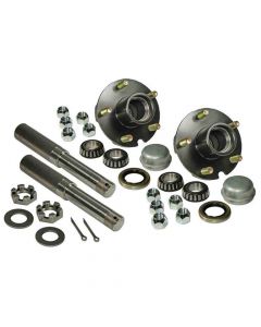 Pair of 5-Bolt on 4-1/2 Inch Hub Assemblies with 1 Inch Straight Spindles & Bearings