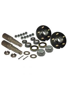 Pair of 5-Bolt On 4-1/2 Inch Hub Assembly - Includes (2) 1-3/8 Inch To 1-1/16 Inch Tapered Spindles & Bearings