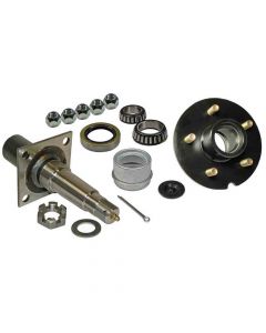 Single - 5-Bolt On 5 Inch Hub Assembly - Includes (2) Flanged 1-3/8 Inch To 1-1/16 Inch Tapered Spindles & Bearings