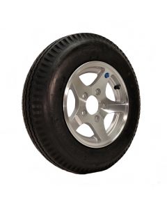 Tow-Master Trailer Tire & Wheel Assembly - 5.30 x 12 Inch Tire on 5 on 4.5 Hole Pattern, Aluminum Star Spoke Wheel,  Load Range C