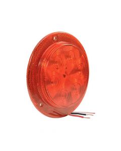 Sealed Stop/Turn/Tail Light with Reflex Flange - 4 Inch Round - Red Lens