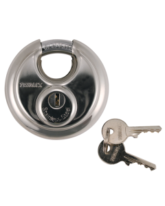 Trimax Disc Padlock - Stainless Steel, 70mm Round, 10mm Shackle
