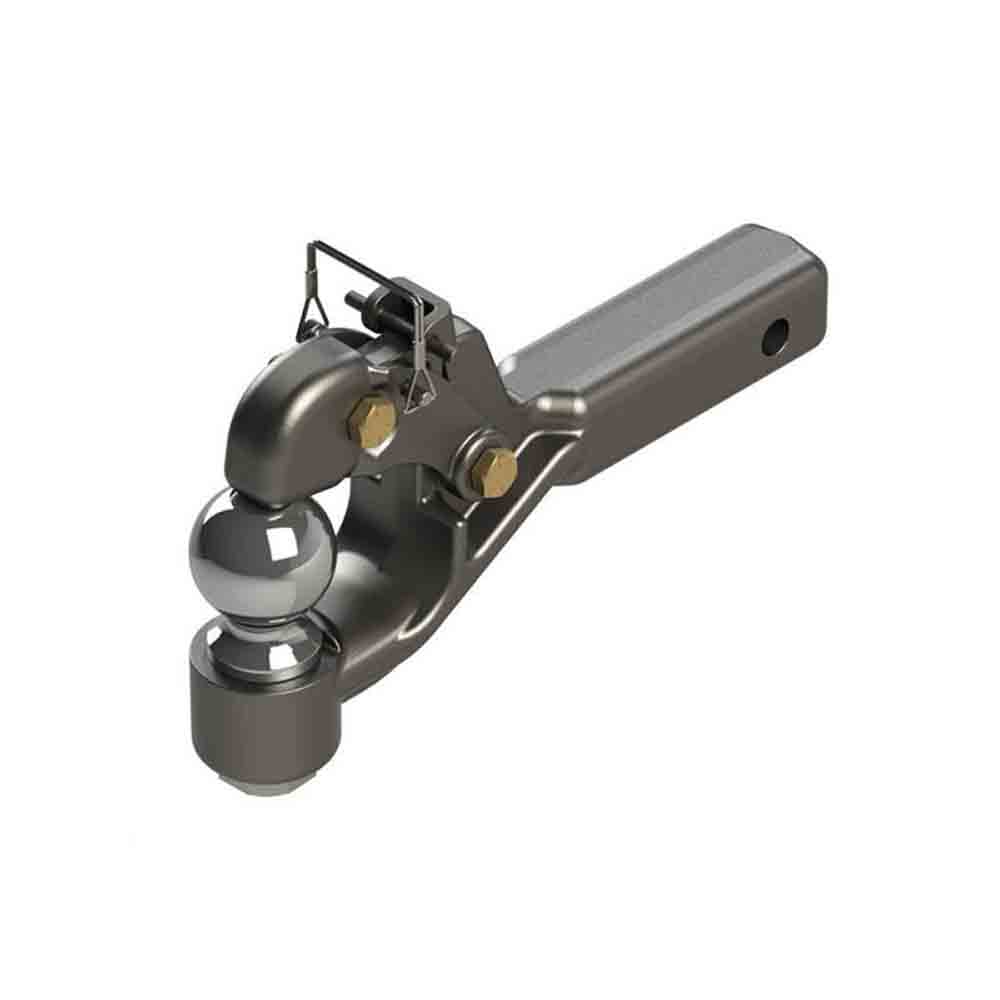 Wallace Forge Combination Pintle Hook with 2-5/16 Inch Ball - 16,000 lbs. Capacity - Fits 2 inch Receiver Hitch