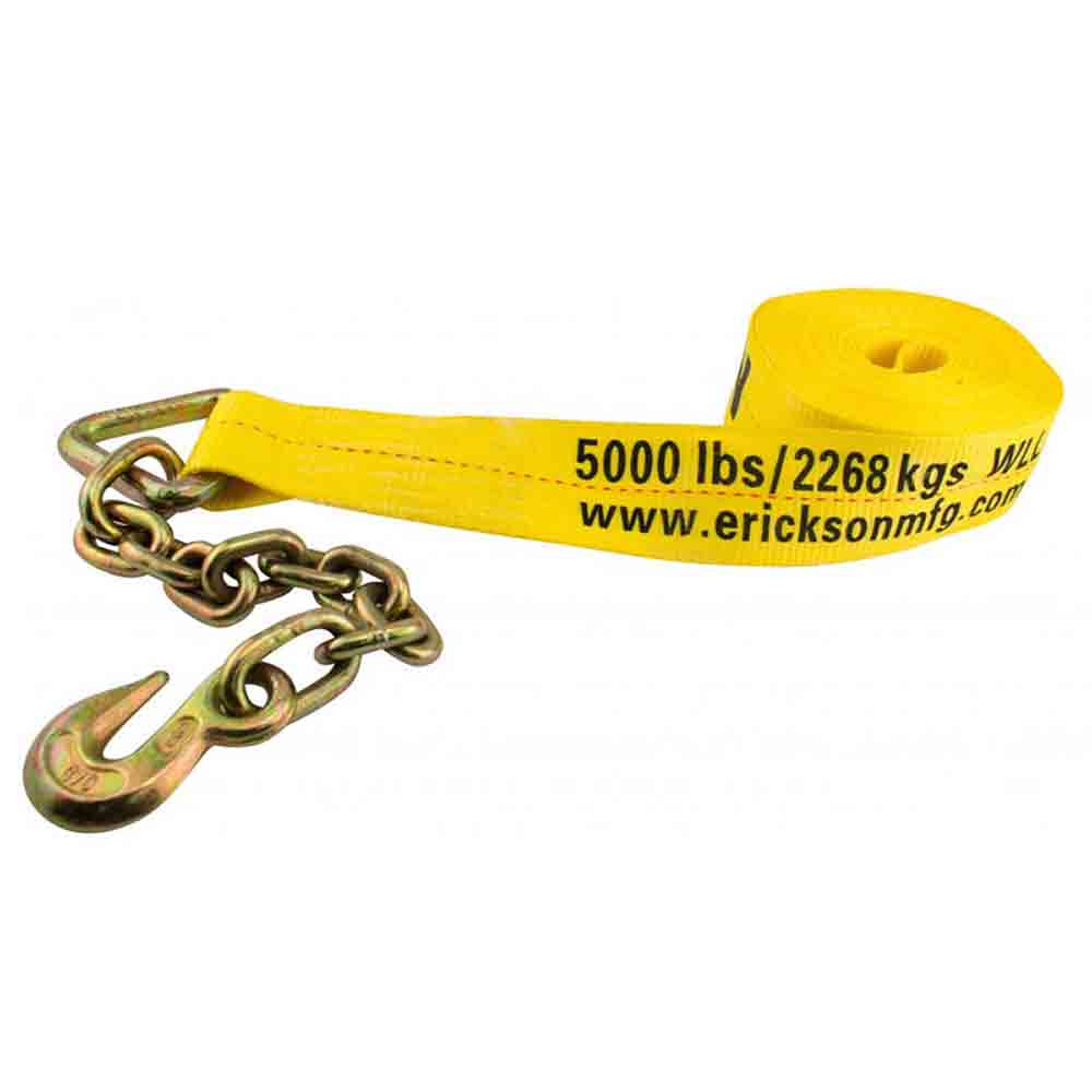 3 Inch x 30 Feet Winch Strap with Chain Lead