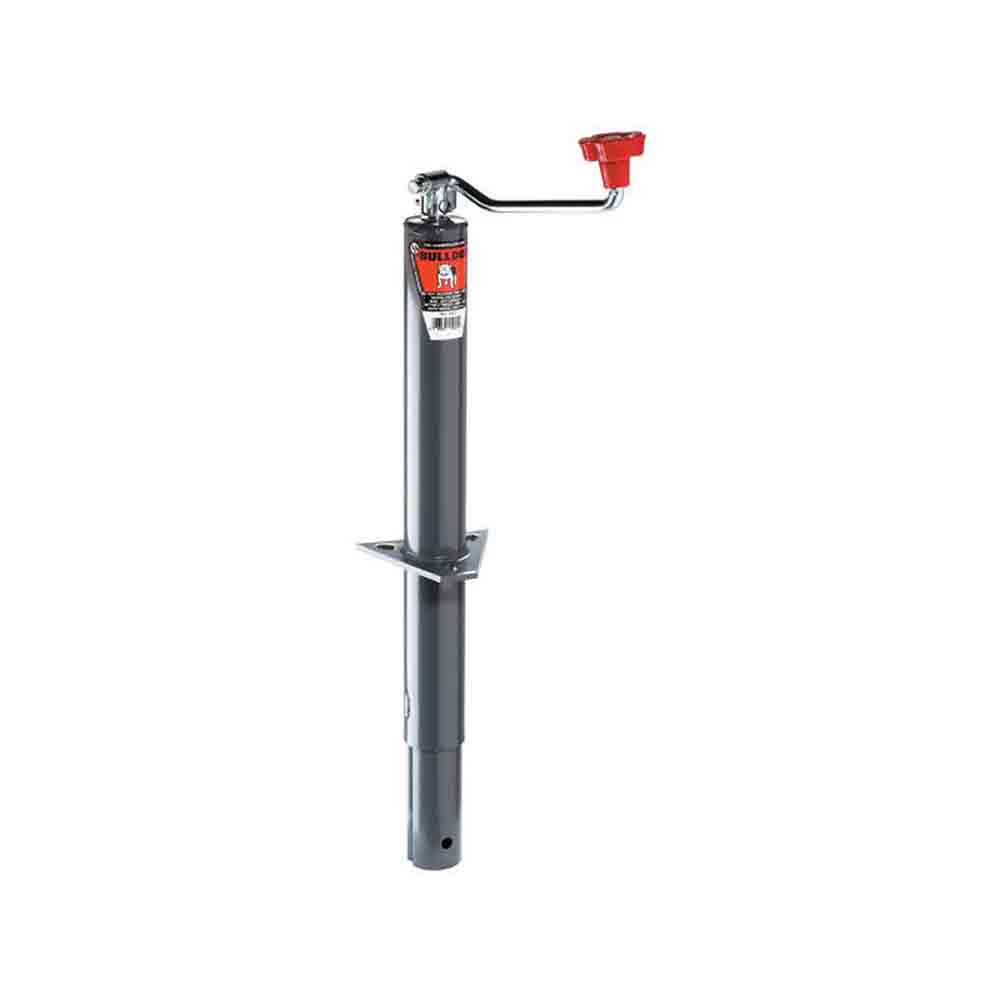 Bulldog Round Trailer Jack, A-Frame, 2,000 lbs. Lift Capacity, Top Wind, Bolt-On, 15 in. Travel