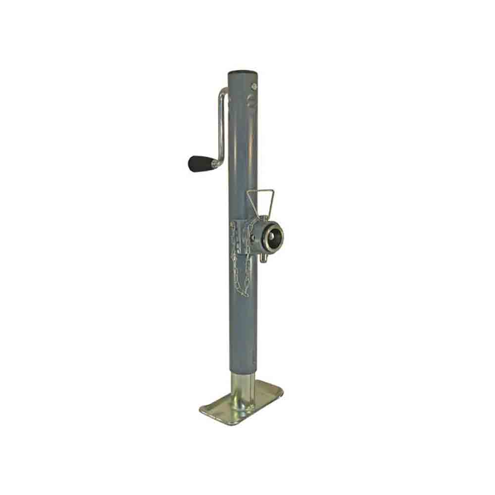 Bulldog Round Trailer Jack, Side Mount, 2,000 lbs. Lift Capacity, Side Wind, Weld-On, 15 in. Travel