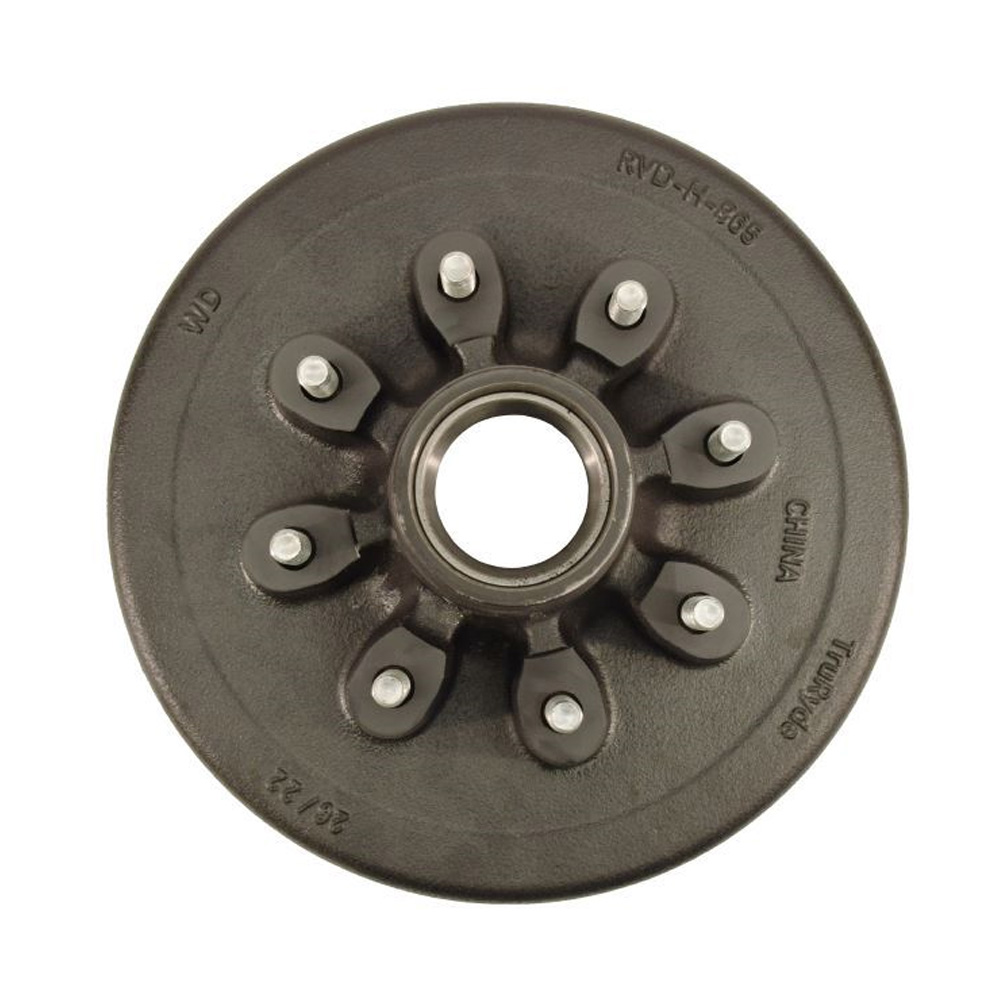 Trailer Hub And Drum, 8 On 6-1/2" Bolt Circle, 3,500 lb. Capacity For 1-3/4" To 1-1/4" Tapered Spindle - 1/2 Inch Lugs