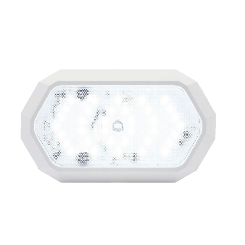Surface Mount LED Dome Light with White Base and Trim Ring, Touch Switch on Lens, Dimmable with Memory