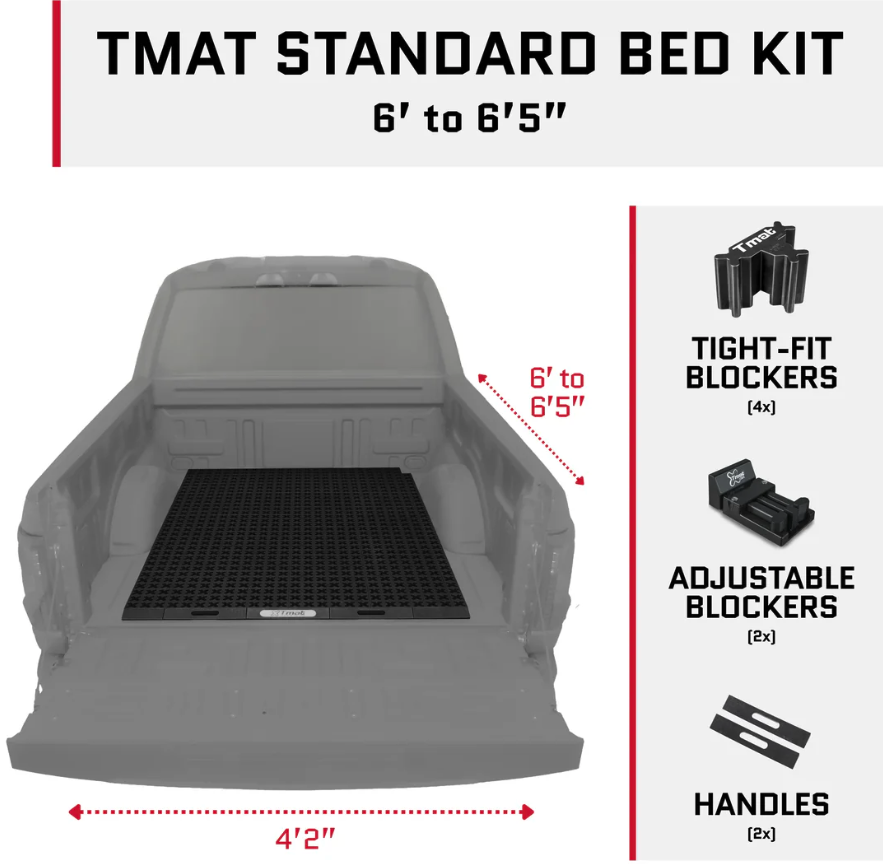 Tmat Truck Bed Organizer Slide Out Mat | Universal Fit for Standard Beds 6' to 6'5"