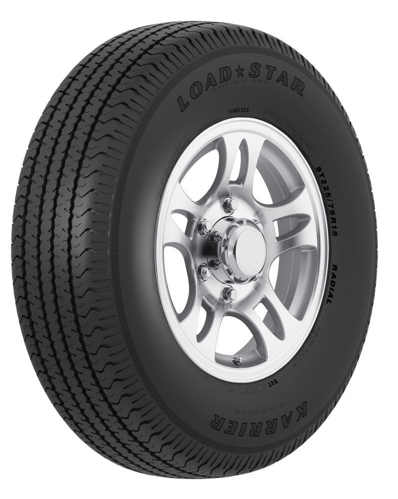Trailer Tire & Wheel - 14 IN - Silver Split Spoke Aluminum Wheel / 5 ON 4.5 - ST205/75 R14 - Load Range C - Karrier Load Star Tire