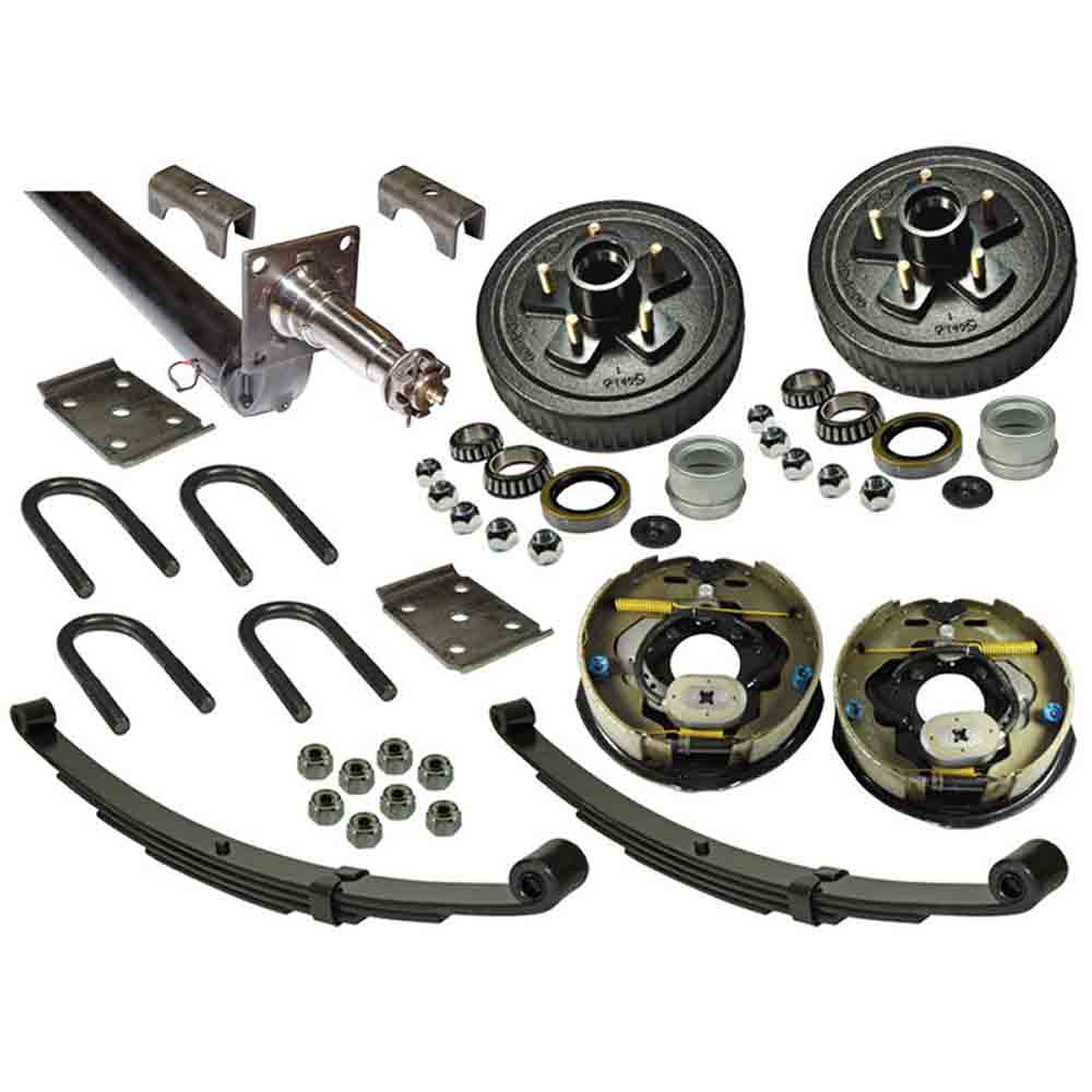 3,500 lb. Drop Axle Assembly with Electric Brakes & 5-Bolt on 4-1/2 Inch Hub/Drums - 64 Inch Hub Face