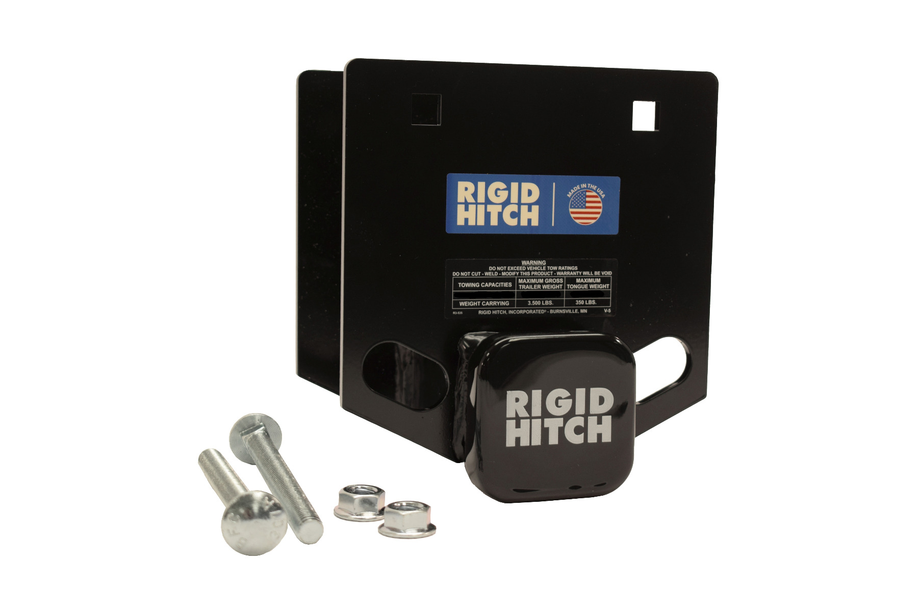 Rigid Hitch Class III RV Bumper Mount Trailer Hitch, 3500 lbs Weight Capacity, Steel Construction, for 4" x 4" Bumpers - Made in USA