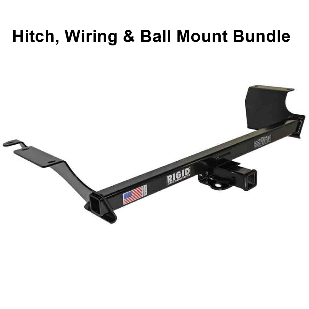 Rigid Hitch R3-0120 Class III 2 Inch Receiver Trailer Hitch Bundle - Includes Ball Mount And Custom Wiring Harness - Fits 2011-2020 Dodge Grand Caravan & Chrysler Town & Country, 2012-2015 Ram C/V Tradesman