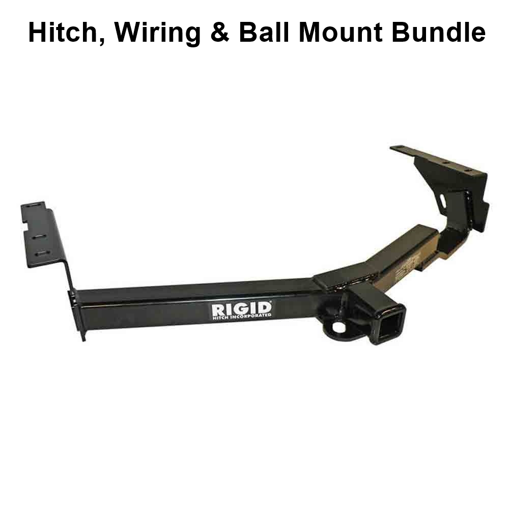 Rigid Hitch (R3-) Class III 2 Inch Receiver Trailer Hitch Bundle - Includes Ball Mount and Custom Wiring Harness fits 2008-2013 Toyota Highlander (Except With 19 Inch Spare)