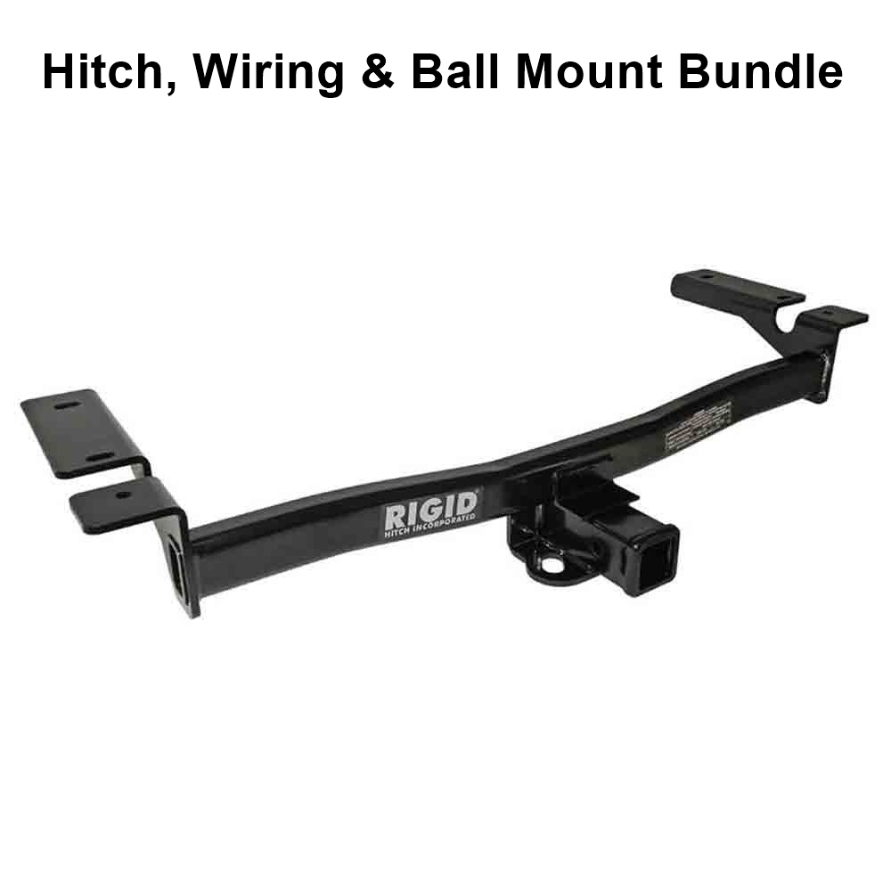 Rigid Hitch (R3-0466) Class III 2 Inch Receiver Trailer Hitch Bundle - Includes Ball Mount and Custom Wiring Harness fits 2011-2014 Ford Edge (Except Sport)