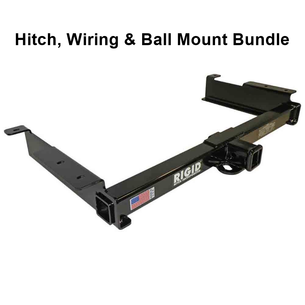 Rigid Hitch (R3-0861) Class III 2 Inch Receiver Trailer Hitch Bundle - Includes Ball Mount and Custom Wiring Harness fits 1996-24 Chevrolet Express & GMC Savana Van