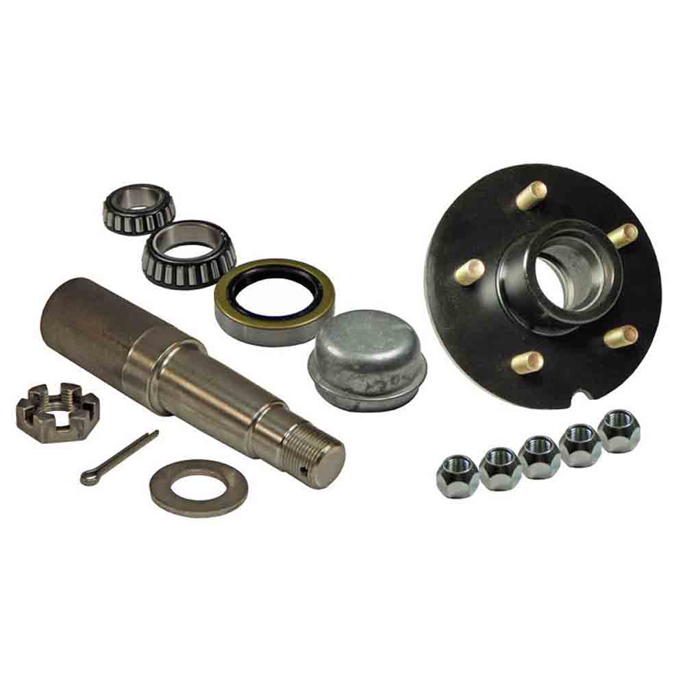 Single - 5-Bolt on 5 Inch Hub Assembly - Includes (1) 1-3/8 Inch To 1-1/16 Inch Tapered Spindle & Bearings
