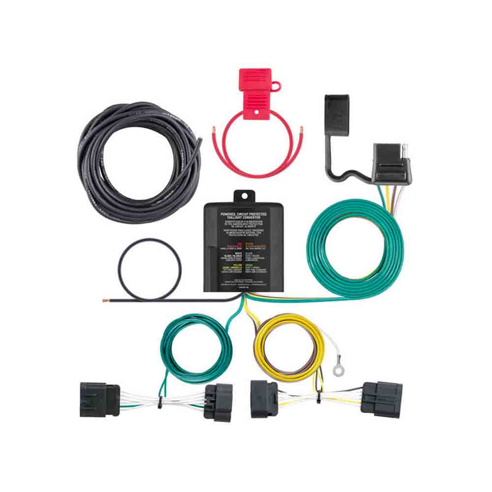 T-Connector with Powered Tail Light Converter Custom Wiring Harness, 4-Way Flat Output fits Select Dodge Durango (Replaced RE-67336)