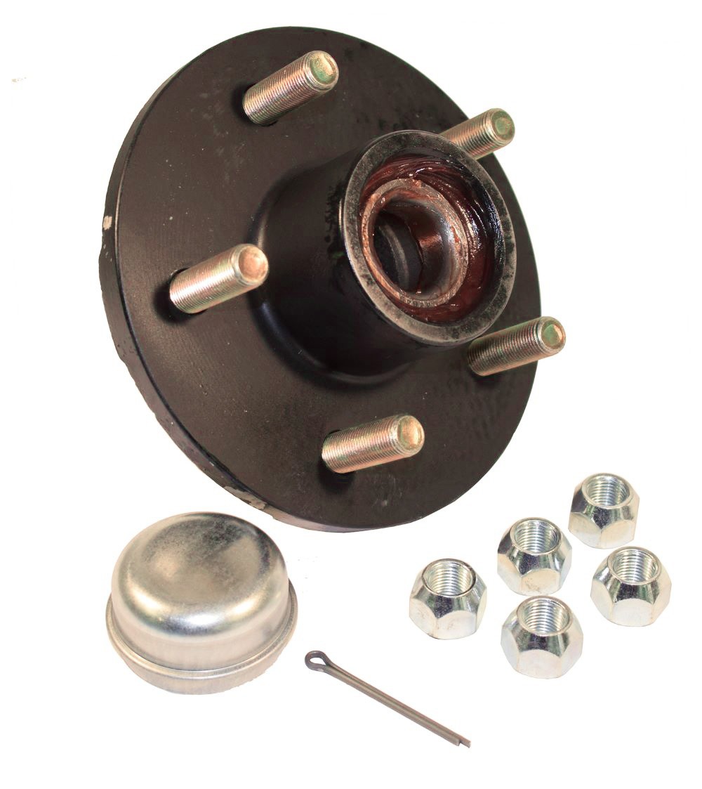 Pre-Grease-Packed Trailer Hub Assembly - 5 On 4-1/2" Bolt Circle, 1,750 lbs. Capacity For 1-3/8" To 1-1/16" tapered spindles