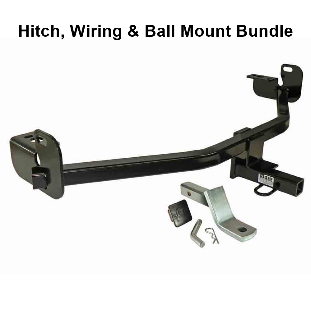 Rigid Hitch (RT-475) Class I, 1-1/4 Inch Receiver Trailer Hitch Bundle - Includes Ball Mount and Custom Wiring Harness fits 2015-2018 Ford Focus 5 Door Hatchback (Except ST)